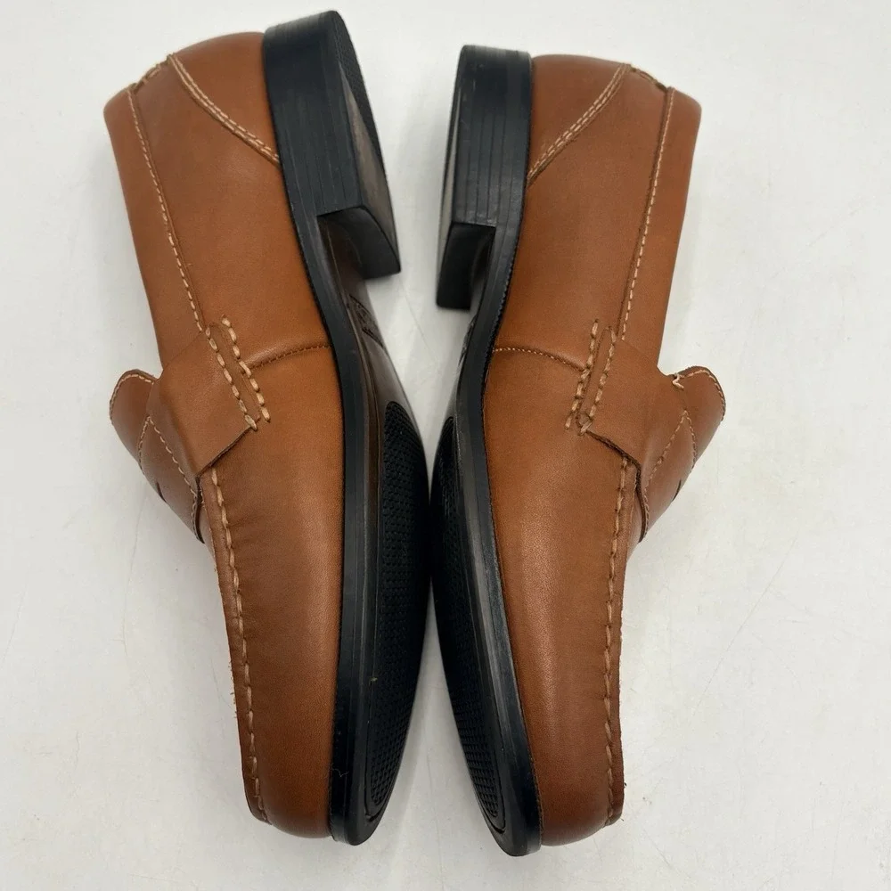 Chaps Ralph Lauren Mens 9.5 Leather Brown Tan Contributor Penny Loafer Slip-On